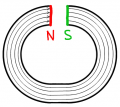 Lernzirkel Magnetismus Aufgabe Magnetisierungslinien Ringmagnet mit Linien und Polen.png