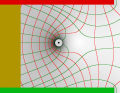 Lorentzkraft Feldlinienbild mit Magnet.png