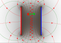 Kondensator mittlerer Abstand groß gebunden mit Probekörper mehr Linien mit Kraft Probekörpermodell.png