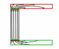 Lernzirkel Magnetismus Aufgabe Magnetisierungslinien Stabmagnet mit zwei Weicheisen mit Linien.png